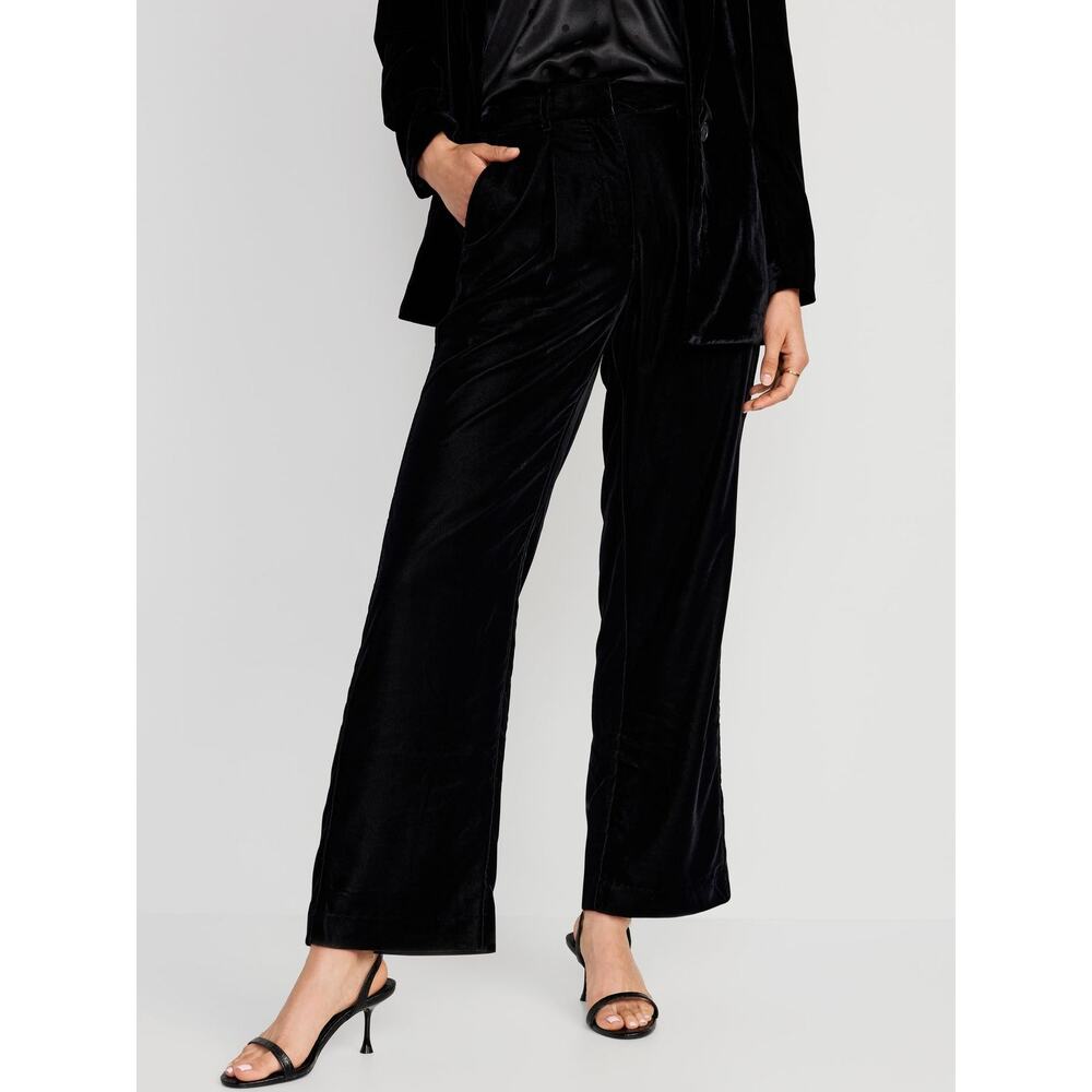 Old Navy Velvet Taylor Wide Leg Trouser Womens XL Pants Holiday‎ NYE Party Glam